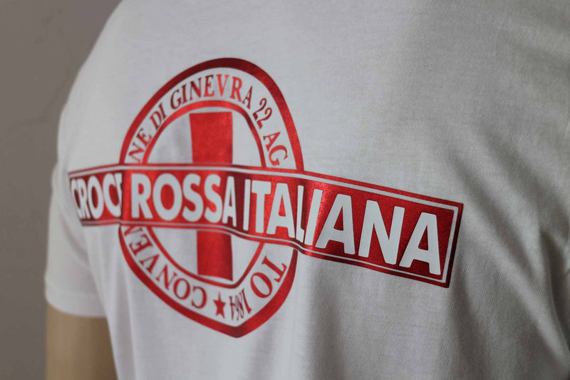 NUOVA T-SHIRT  CROCE ROSSA ITALIANA BIANCA