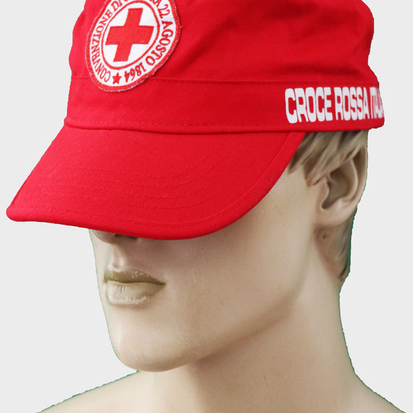 Cappello Croce Rossa Italiana - 100% Cotone Con Bandiera